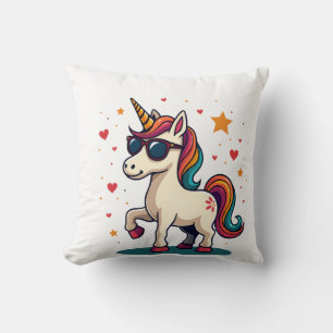 Cojín Decorativo Gafas de sol arcoíris unicornio vintage dabbing re