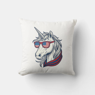 Cojín Decorativo Gafas de sol de bandera de unicornio patriótico Vi