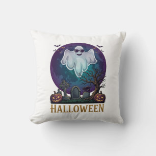 Cojín Decorativo Gafas de sol de fantasma de Halloween Luna Morada