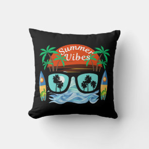 Cojín Decorativo Gafas de sol de palmera retro para verano playa