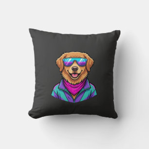 Cojín Decorativo Gafas de sol de perro lindo Arte Retro Neon_1