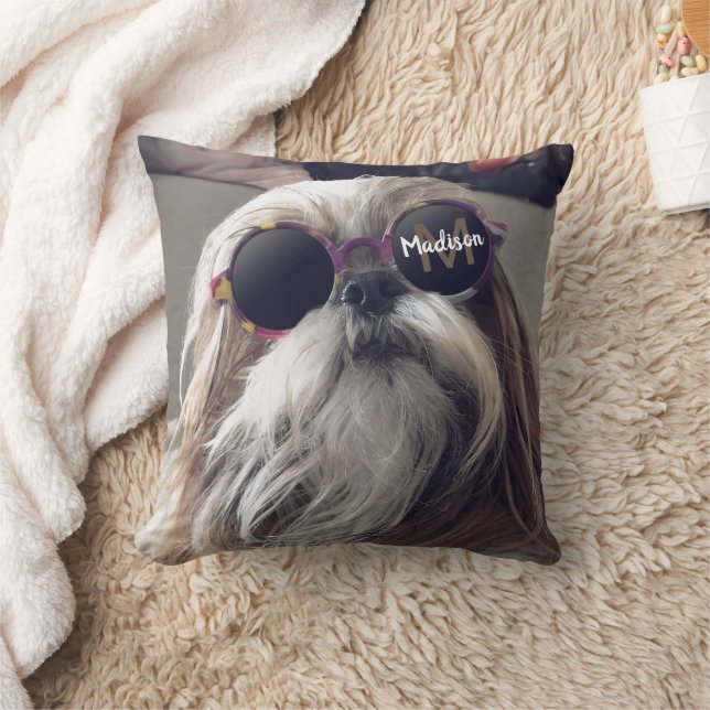 Cojín Decorativo Gafas retro vintage de Guay Shih Tzu Foto Monogram (Manta)