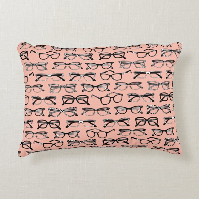 Cojín Decorativo Gafas rosadas pálidas, anteojos, anteojos (Anverso)