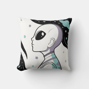 Cojín Decorativo Galactic Gaze: Alien in Cosmic Space