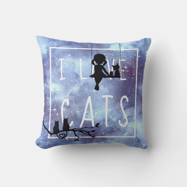 Cojín Decorativo Galaxia acuarela Chica Cat Lover (Anverso)