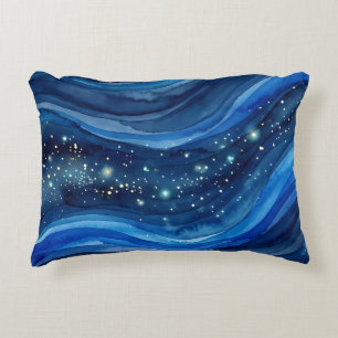 Cojín Decorativo Galaxia de Acuarela de Medianoche