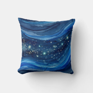 Cojín Decorativo Galaxia de Acuarela de Medianoche