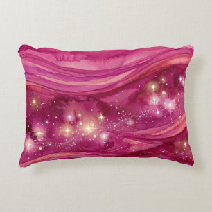Cojín Decorativo Galaxia de acuarela rosa