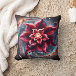 Cojín Decorativo Galaxia de Poinsettia floral festiva personalizada