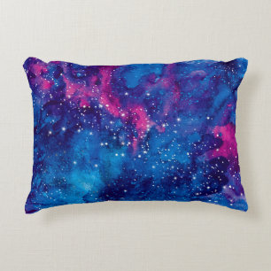 Cojín Decorativo Galaxia espacial acuarela cielo nocturno con estre