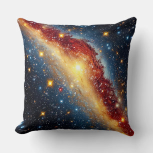 Cojín Decorativo Galaxia espiral colorida con estrellas brillantes