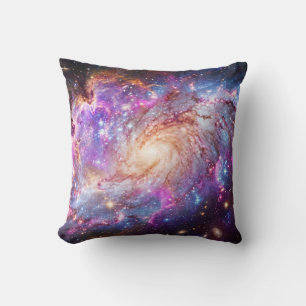 Cojín Decorativo Galaxia Espiral Vibrante y Patrón de Espacio de Ne