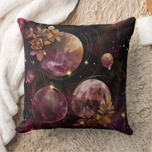 Cojín Decorativo Galaxia Mística Cristal Planetario Espacio Púrpura
