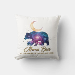 Cojín Decorativo Galaxia Osa Mamá y Cachorros Silueta de Luna