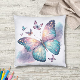 Cojín Decorativo Galaxy Butterfly with Pastel Celestial Wings 