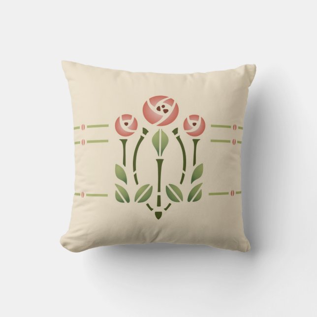 Cojín Decorativo Galería de Rosas de Glasgow #2 (Anverso)