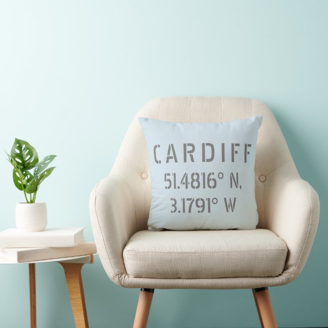 Cojín Decorativo Gales de Cardiff Latitud y Longitud (Silla)