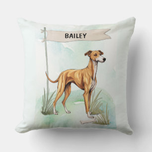 Cojín Decorativo Galgo Acuarela Perro Personalizado