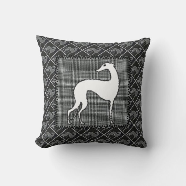 Cojín Decorativo Galgo estilizado “Montaje " (Anverso)