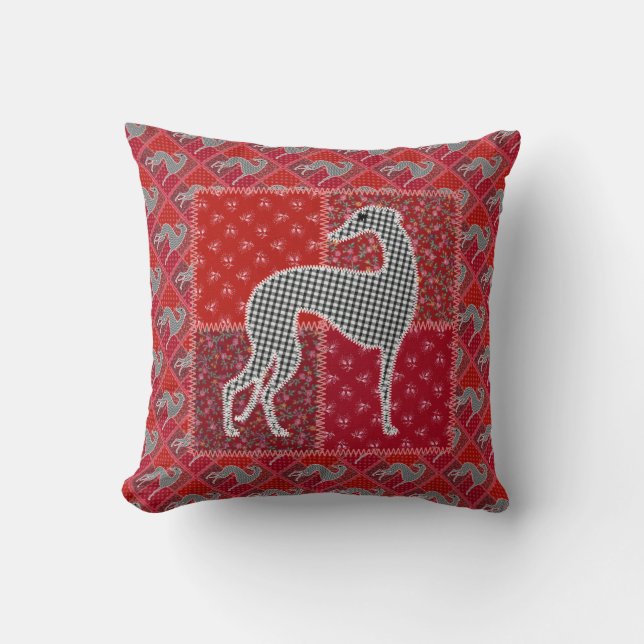Cojín Decorativo Galgo estilizado “Montaje " (Anverso)