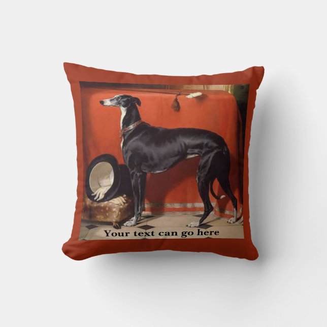 Cojín Decorativo Galgo negro y blanco hermoso (Anverso)