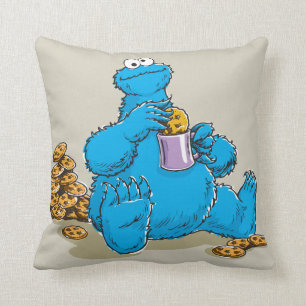 Cojín Decorativo Galleta Monster Vintage Comiendo Galletas