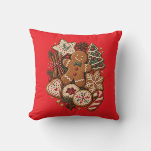Cojín Decorativo Galletas de jengibre de Navidad vintage y festivo 