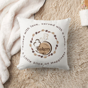 Cojín Decorativo Galletas de logotipo de chef de panadería Brown Cr
