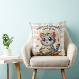 Cojín Decorativo "Galletas perfectas, en camino" Gato amasando