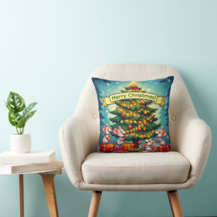 Cojín Decorativo Galletas Ratones Lindos Árbol de Navidad Festivo A