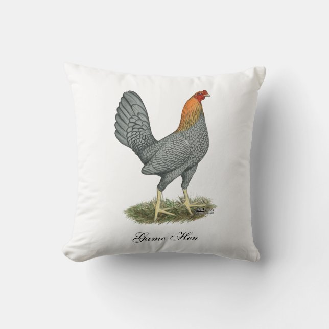 Cojín Decorativo Gallina de Combate Azul Rojo (Anverso)