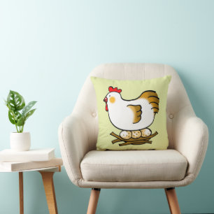 Cojín Decorativo Gallina de Dibujos Animados Adorable en el Nido co