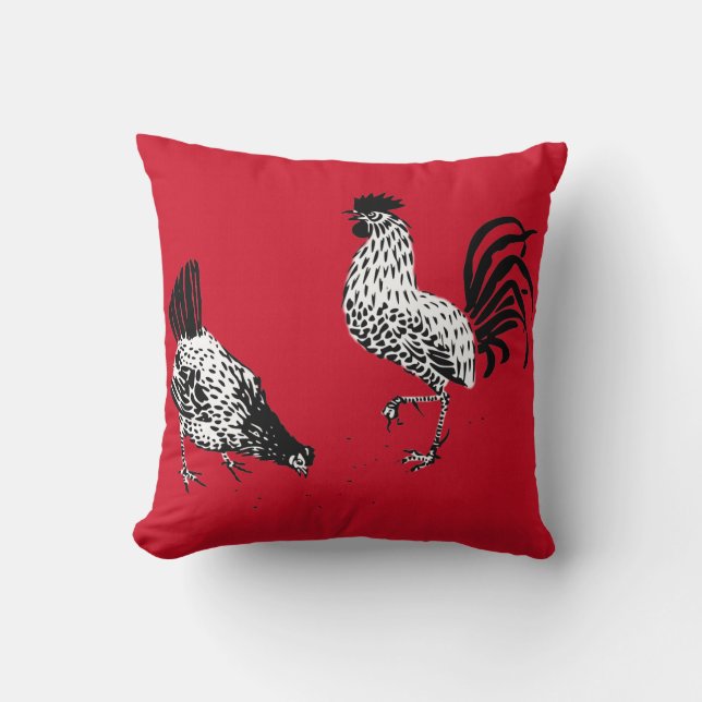 Cojín Decorativo Gallina y gallo (Anverso)