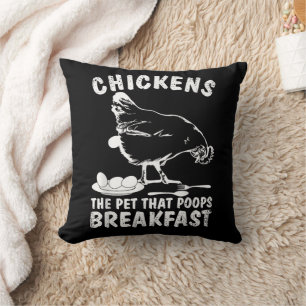 Cojín Decorativo Gallinas Divertidas Mascota Caca Desayuno Granjero