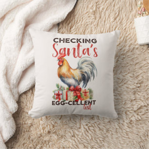 Cojín Decorativo Gallo Antiguo Revisando la Lista de Santa Navidad