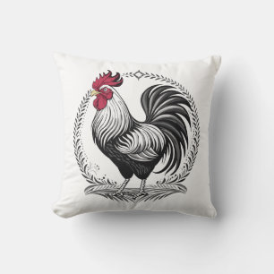 Cojín Decorativo Gallo blanco y negro