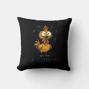 Cojín Decorativo Gallo de ave divertido F-Caw-F gráfico minimalista