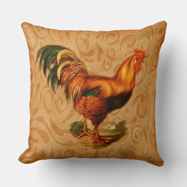 Cojín Decorativo Gallo de campo rústico (Anverso)