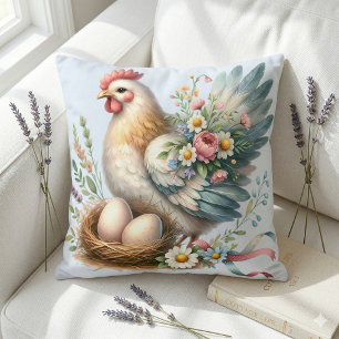 Cojín Decorativo Gallo Floral con Huevos Encanto de Casa de Campo V