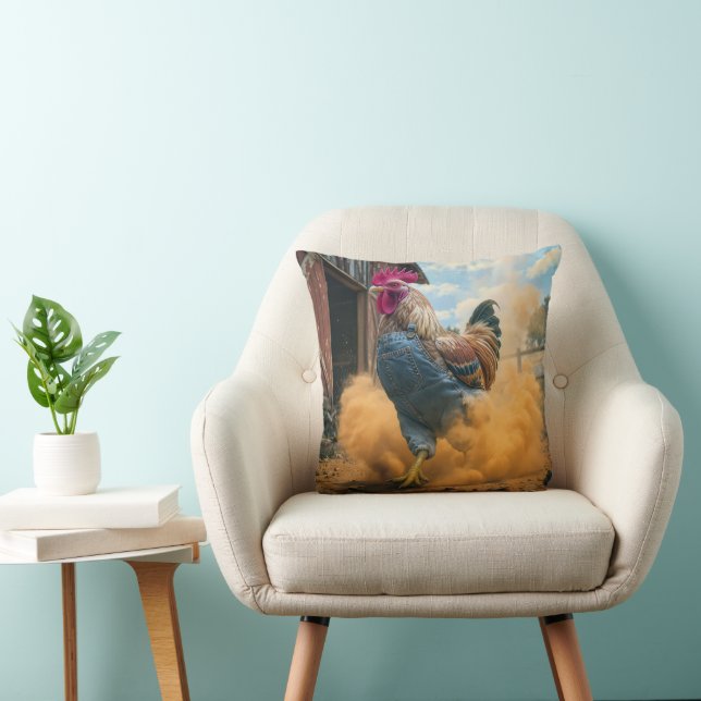 Cojín Decorativo Gallo Granjero Levantando Polvo (Silla)