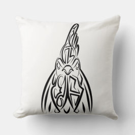 Cojín Decorativo Gallo Tribal Blanco y Negro