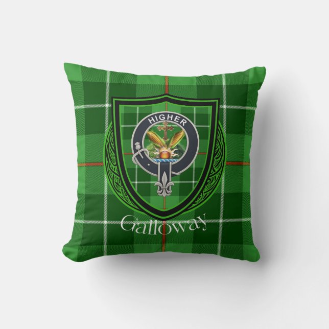Cojín Decorativo Galloway Scottish Clan Tartan & Crest (Anverso)
