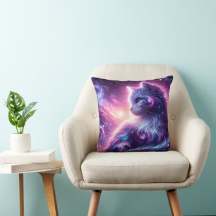 Cojín Decorativo Galoaxia Cósmica Felina Celestial Mística