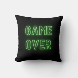 Cojín Decorativo Game Over luz de neón verde brillante videojuegos