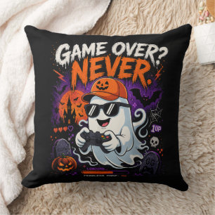 Cojín Decorativo Game Over Nunca Divertido Fantasma de Gamer Hallow
