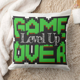 Cojín Decorativo Game Over, Sube de Nivel: Mundo de Juegos Retro Pi