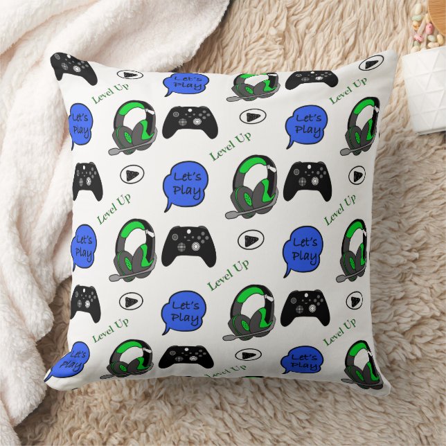 Cojín Decorativo Gamer Boy Blue, Lime Green y Black (Manta)