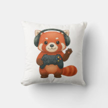 Gamer de Panda rojo, controlador de juegos y audíf