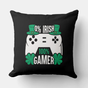 Cojín Decorativo Gamer para el Día de San Patricio   0% irlandés, 1