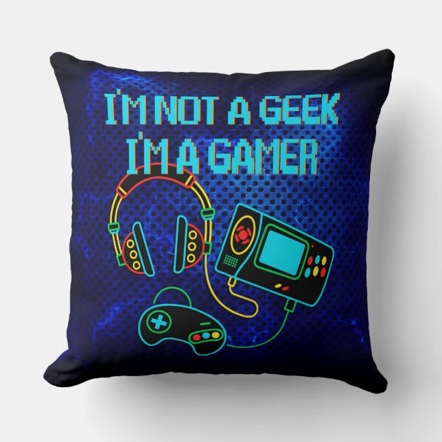 Cojín Decorativo Gamer retro neón azul (Anverso)